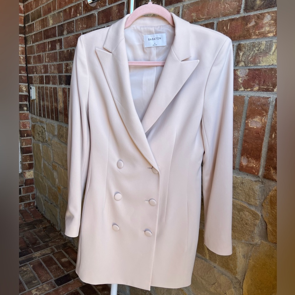 Babaton Cream Double-Breasted Blazer Dress